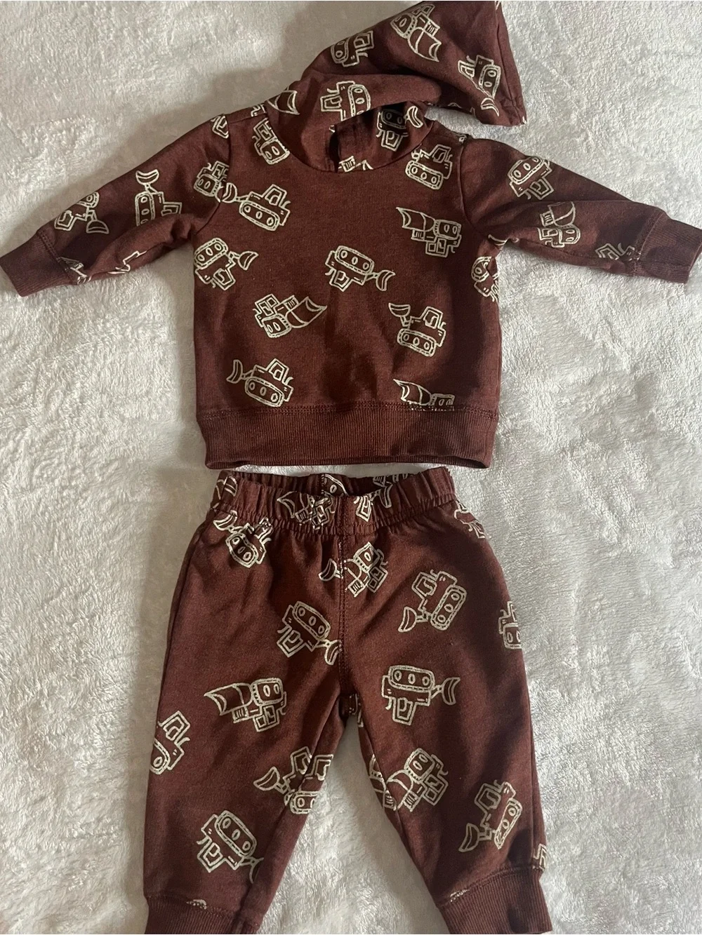 Carter's Brown Dump Truck Hoodie & Jogger Set Sz 6M